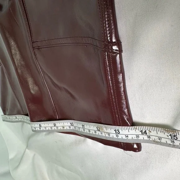 SPANX Faux Patent Leather Liquid Gloss Leggings Pants Ruby Size Medium NEW - Picture 13 of 14